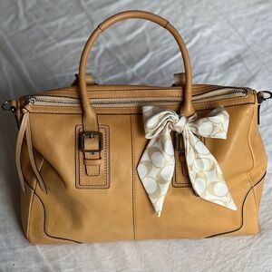 NWOT COACH  Leather Satchel With Coach Scarf